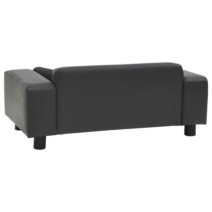 Canapea câini, gri închis, 81x43x31 cm, pluș/piele ecologică - WALTI WALTI