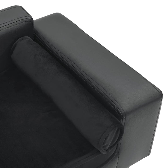 Canapea câini, gri închis, 81x43x31 cm, pluș/piele ecologică - WALTI WALTI