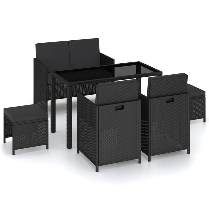 Set mobilier de exterior cu perne, 6 piese, negru, poliratan - WALTI WALTI