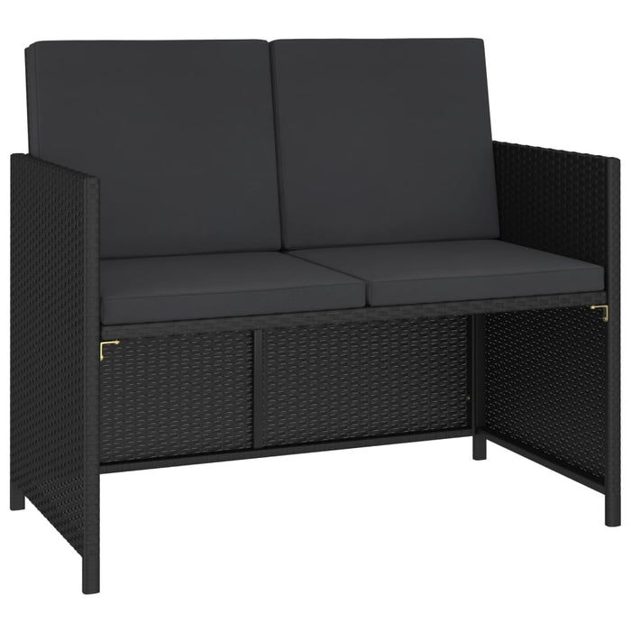 Set mobilier de exterior cu perne, 6 piese, negru, poliratan - WALTI WALTI