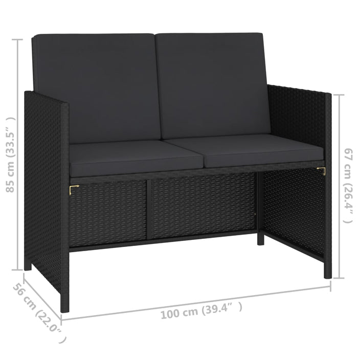 Set mobilier de exterior cu perne, 6 piese, negru, poliratan - WALTI WALTI