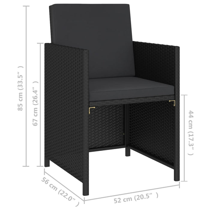 Set mobilier de exterior cu perne, 6 piese, negru, poliratan - WALTI WALTI