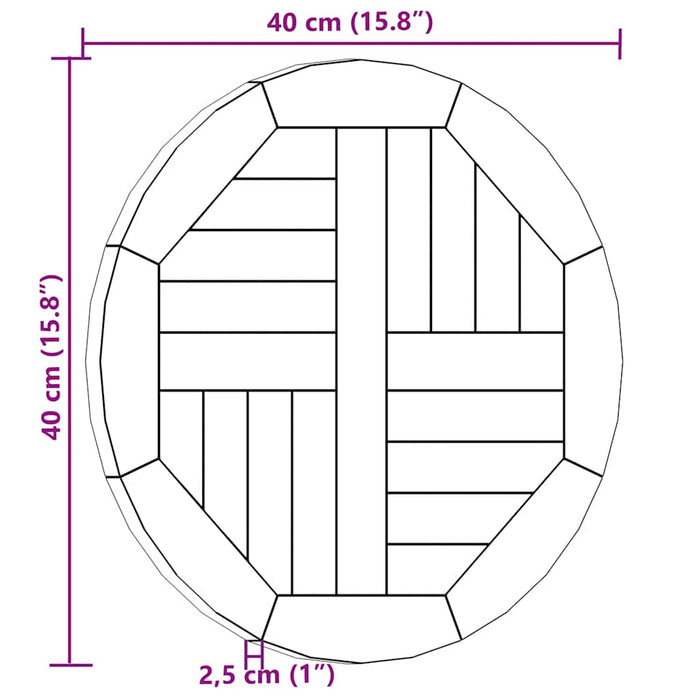 Blat de masă, 40 cm, lemn masiv de tec, rotund, 2,5 cm - WALTI WALTI