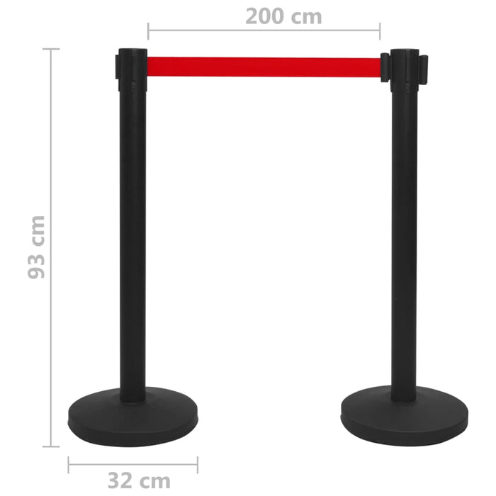 Stâlpi cu bandă, barieră aeroport, 4 buc., negru, fier - WALTI WALTI