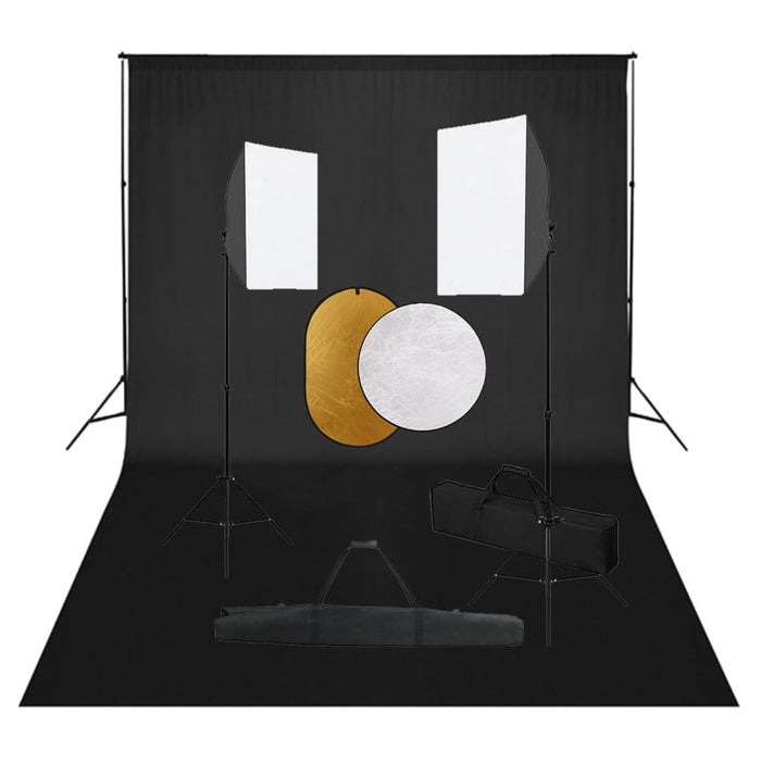 Set studio foto cu lumini softbox, fundal și reflector - WALTI WALTI