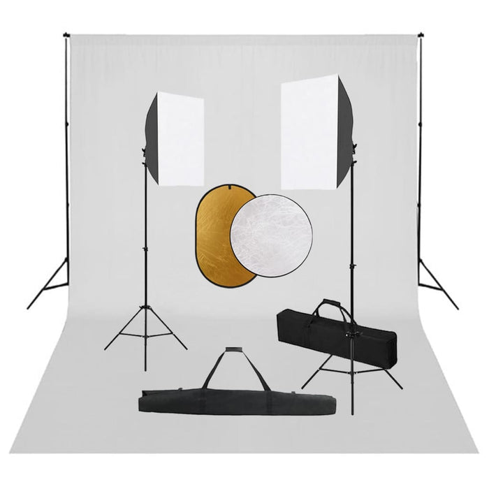 Set studio foto cu lumini softbox, fundal și reflector - WALTI WALTI