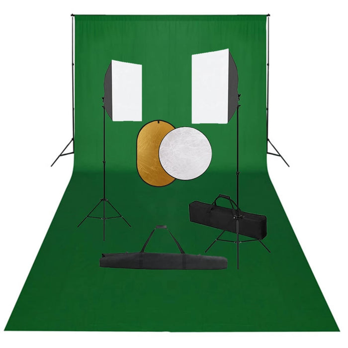 Set studio foto cu lumini softbox, fundal și reflector WALTI