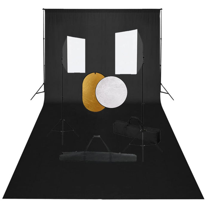 Set studio foto cu lumini softbox, fundal și reflector - WALTI WALTI