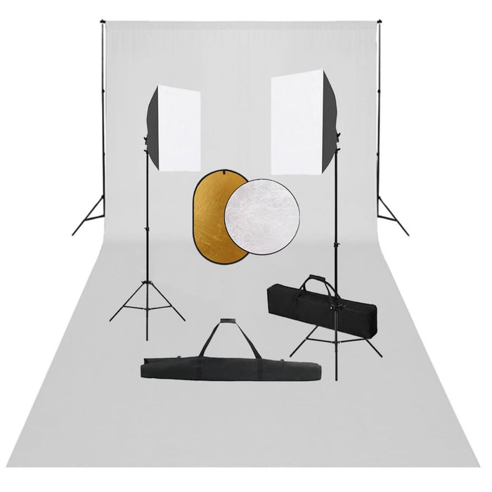 Set studio foto cu lumini softbox, fundal și reflector - WALTI WALTI
