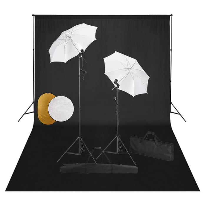 Set studio foto cu lămpi, umbrele, fundal și reflector - WALTI WALTI