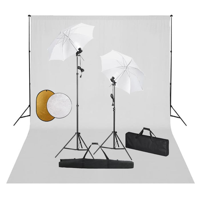 Set studio foto cu lămpi, umbrele, fundal și reflector - WALTI WALTI