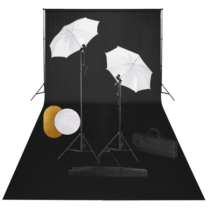 Set studio foto cu lămpi, umbrele, fundal și reflector - WALTI WALTI