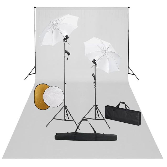 Set studio foto cu lămpi, umbrele, fundal și reflector - WALTI WALTI
