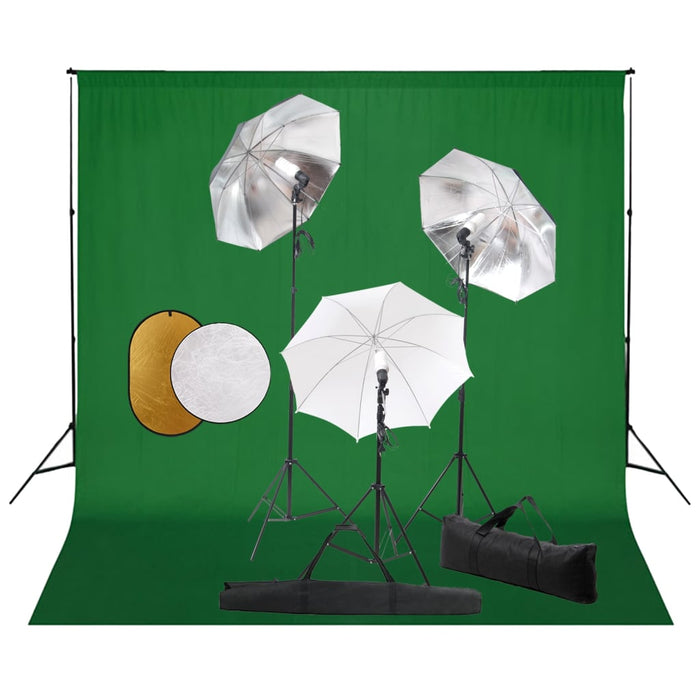 Set studio foto cu lămpi, umbrele, fundal și reflector - WALTI WALTI