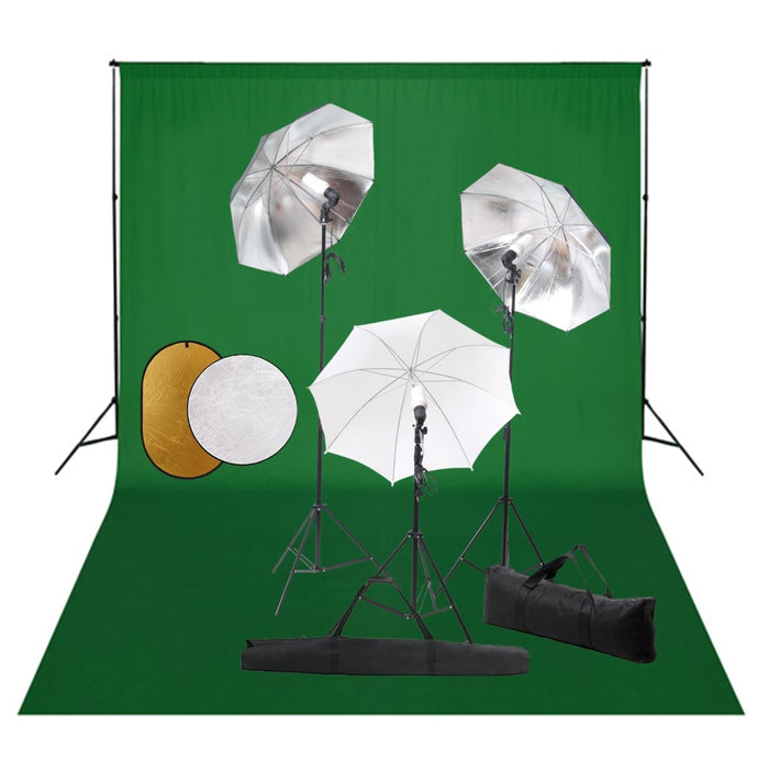 Set studio foto cu lămpi, umbrele, fundal și reflector - WALTI WALTI