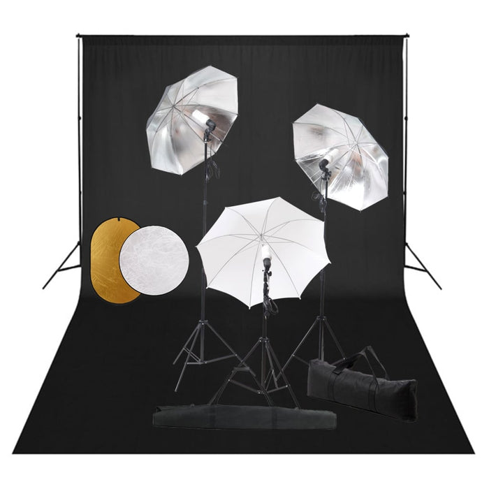 Set studio foto cu lămpi, umbrele, fundal și reflector - WALTI WALTI