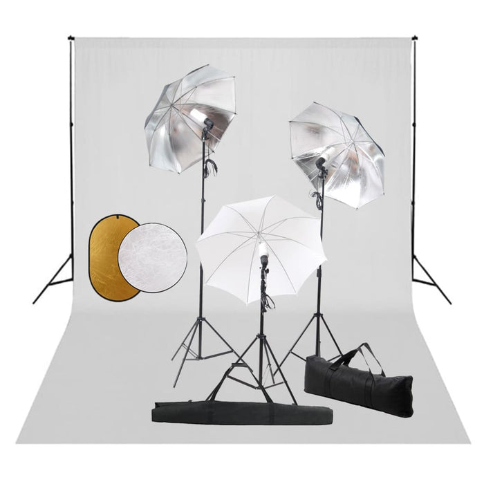 Set studio foto cu lămpi, umbrele, fundal și reflector - WALTI WALTI