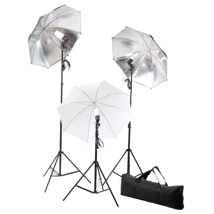 Set studio foto cu lămpi, umbrele, fundal și reflector WALTI