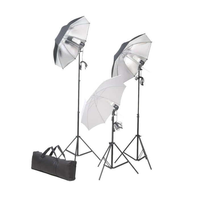 Set studio foto cu lămpi, umbrele, fundal și reflector WALTI