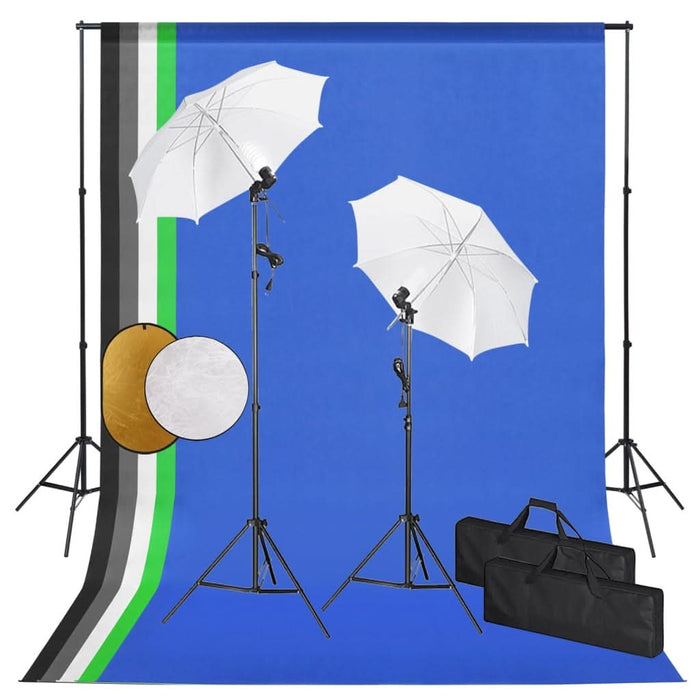 Set studio foto cu lămpi, umbrele, fundal și reflector - WALTI WALTI