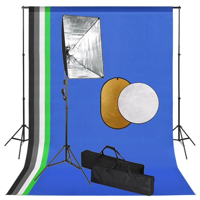 Set studio foto cu lumini softbox, fundal și reflector - WALTI WALTI