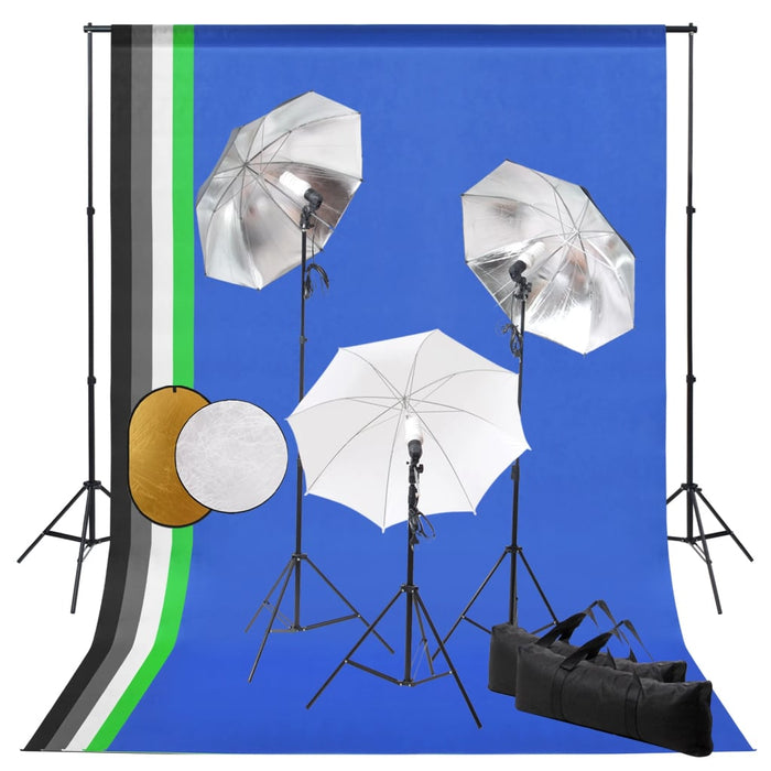 Set studio foto cu lămpi, umbrele, fundal și reflector - WALTI WALTI