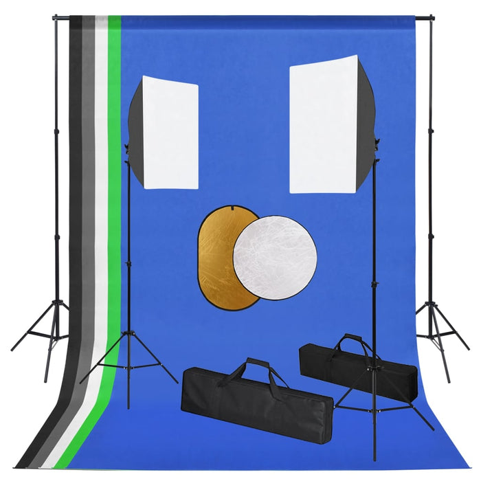 Set studio foto cu lămpi, fundal și reflector WALTI