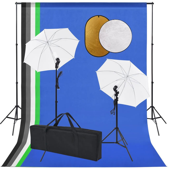 Set studio foto cu lămpi, umbrele, fundal și reflector - WALTI WALTI