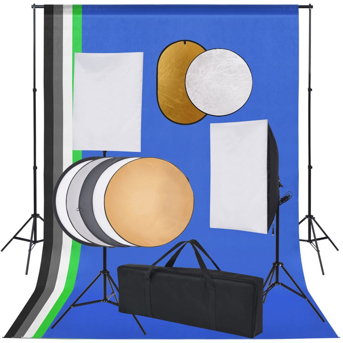 Set studio foto cu lumini softbox, fundal și reflector - WALTI WALTI