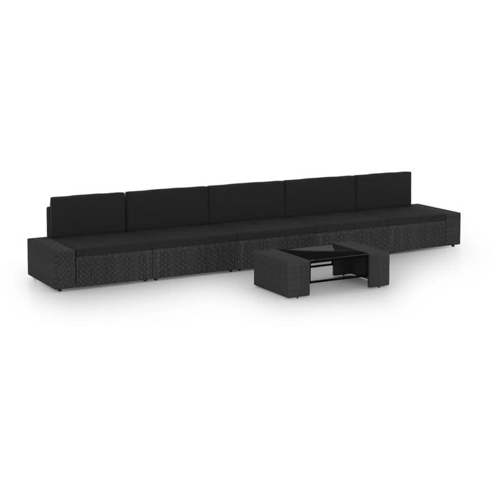 Set mobilier de grădină, 6 piese, negru, poliratan - WALTI WALTI