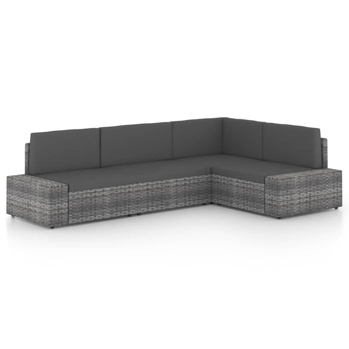 Set mobilier de grădină cu perne, 4 piese, gri, poliratan - WALTI WALTI