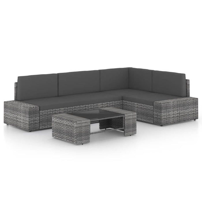 Set mobilier de grădină cu perne, 5 piese, gri, poliratan - WALTI WALTI