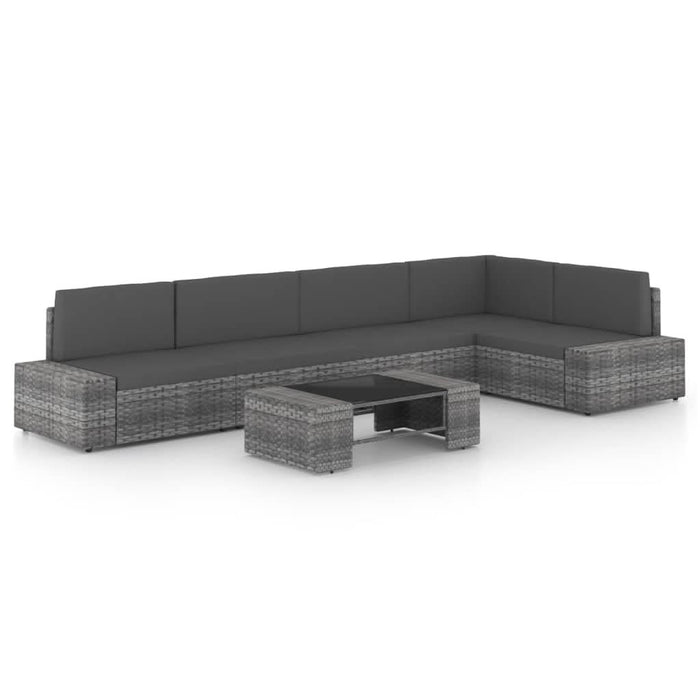 Set mobilier de grădină cu perne, 6 piese, gri, poliratan - WALTI WALTI