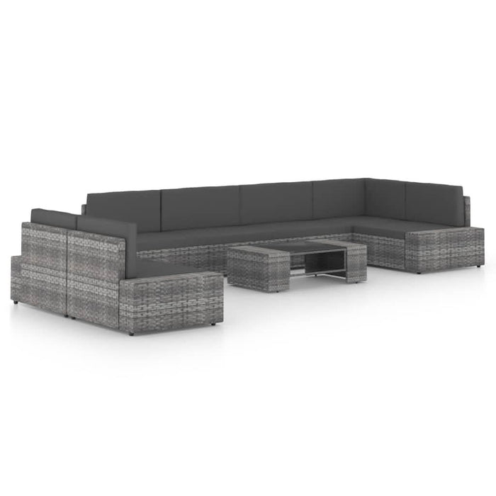 Set mobilier de grădină cu perne, 8 piese, gri, poliratan - WALTI WALTI