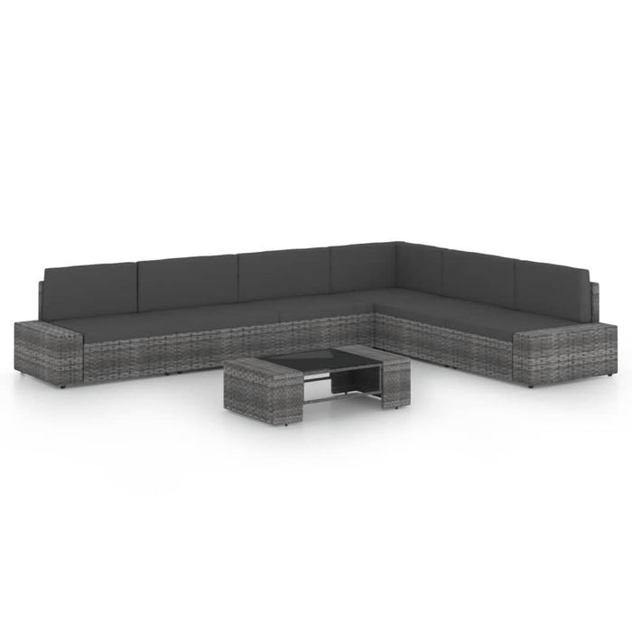 Set mobilier de grădină cu perne, 7 piese, gri, poliratan - WALTI WALTI