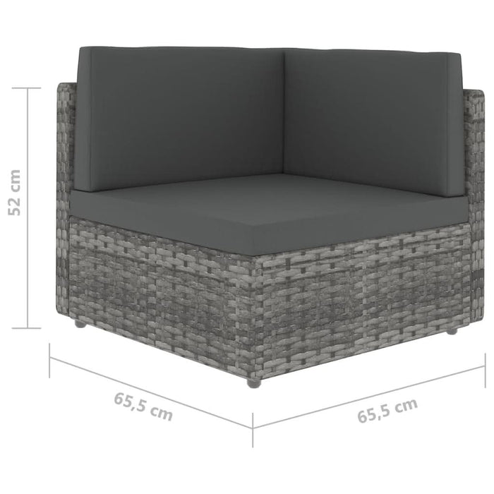 Set mobilier de grădină cu perne, 9 piese, gri, poliratan - WALTI WALTI
