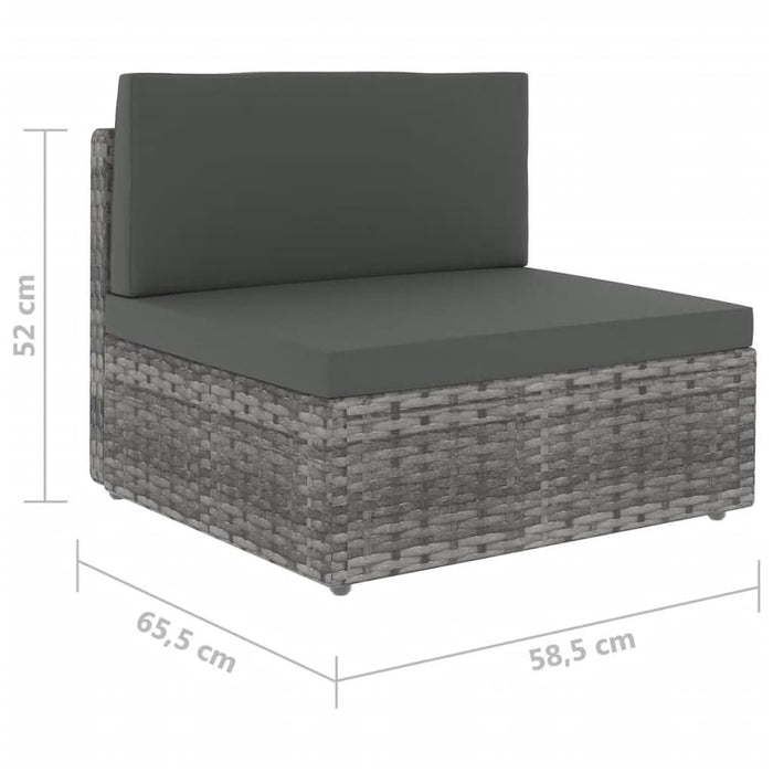 Set mobilier de grădină cu perne, 9 piese, gri, poliratan - WALTI WALTI