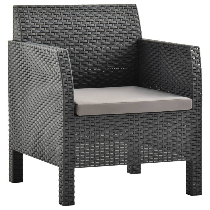 Set mobilier de grădină cu perne, 3 piese, antracit, PP ratan WALTI