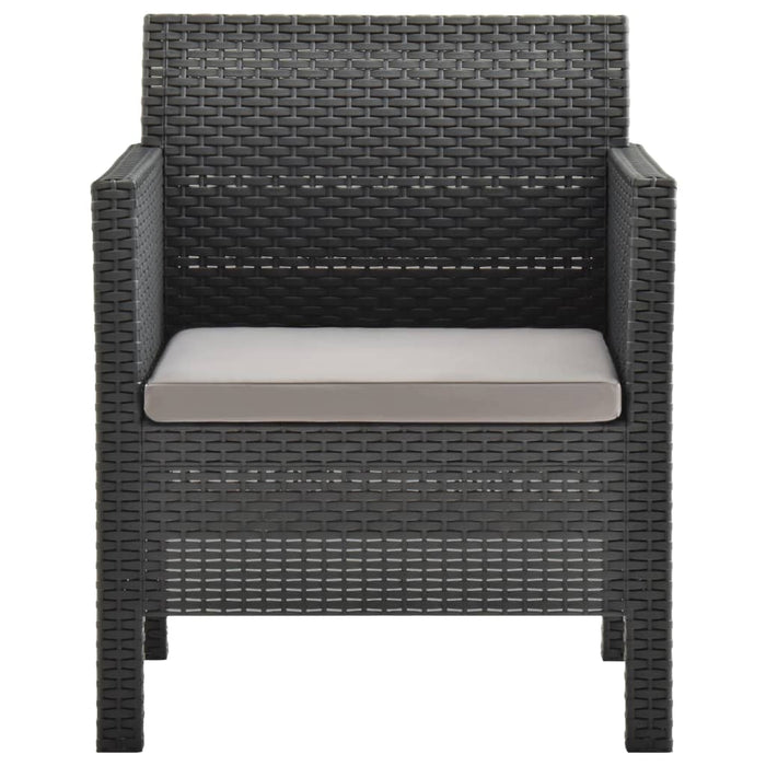 Set mobilier de grădină cu perne, 3 piese, antracit, PP ratan WALTI