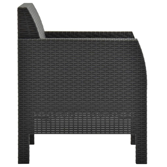 Set mobilier de grădină cu perne, 3 piese, antracit, PP ratan WALTI