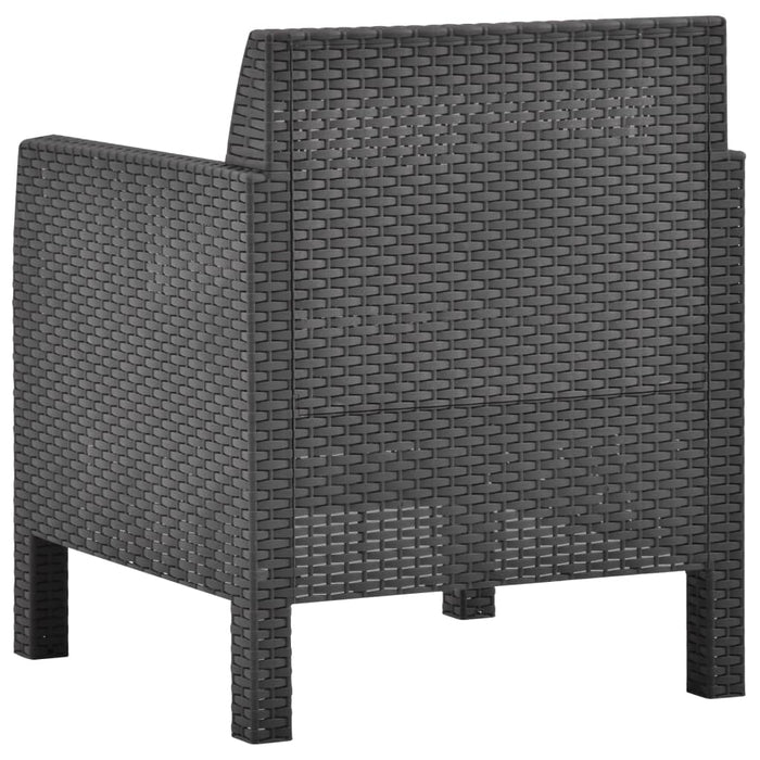 Set mobilier de grădină cu perne, 3 piese, antracit, PP ratan WALTI