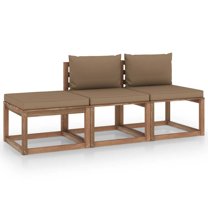 Set mobilier de grădină cu perne, 3 piese, lemn de pin tratat WALTI