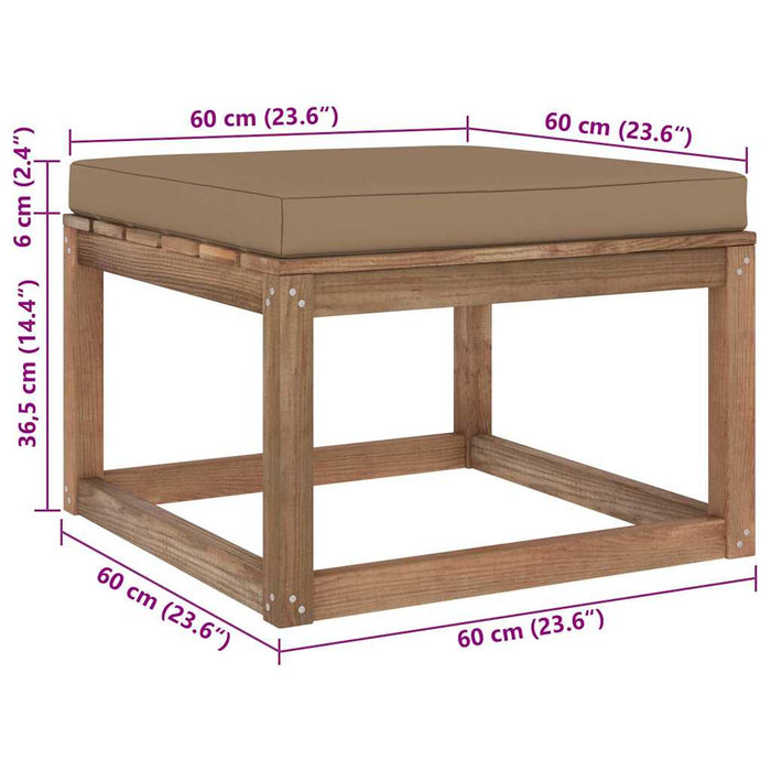 Set mobilier de grădină cu perne, 3 piese, lemn de pin tratat WALTI