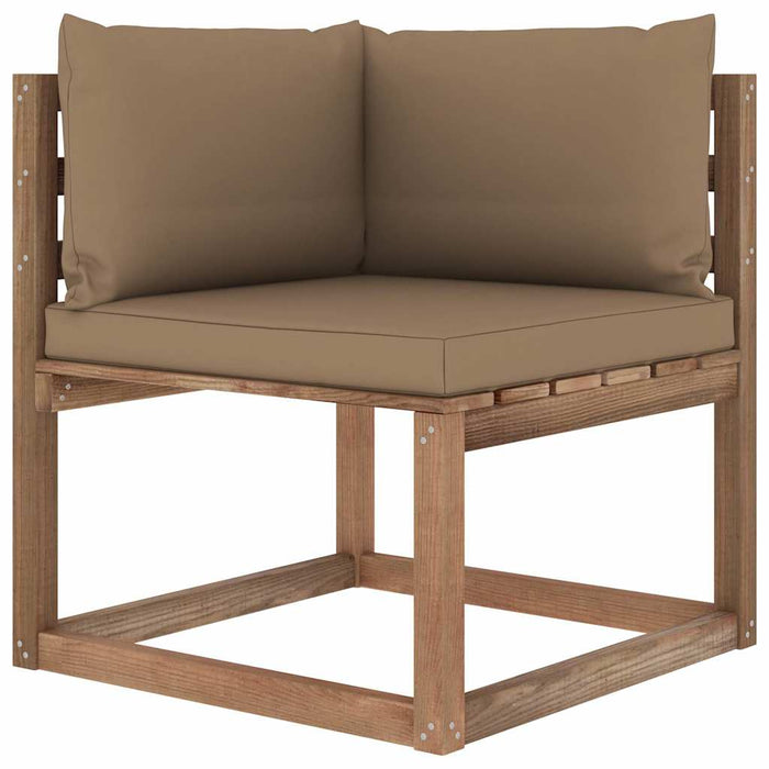 Set mobilier de grădină cu perne, 3 piese, lemn de pin tratat WALTI
