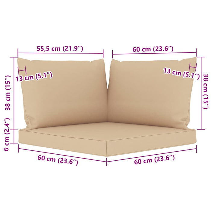 Set mobilier de grădină cu perne bej, 6 piese, lemn pin tratat WALTI