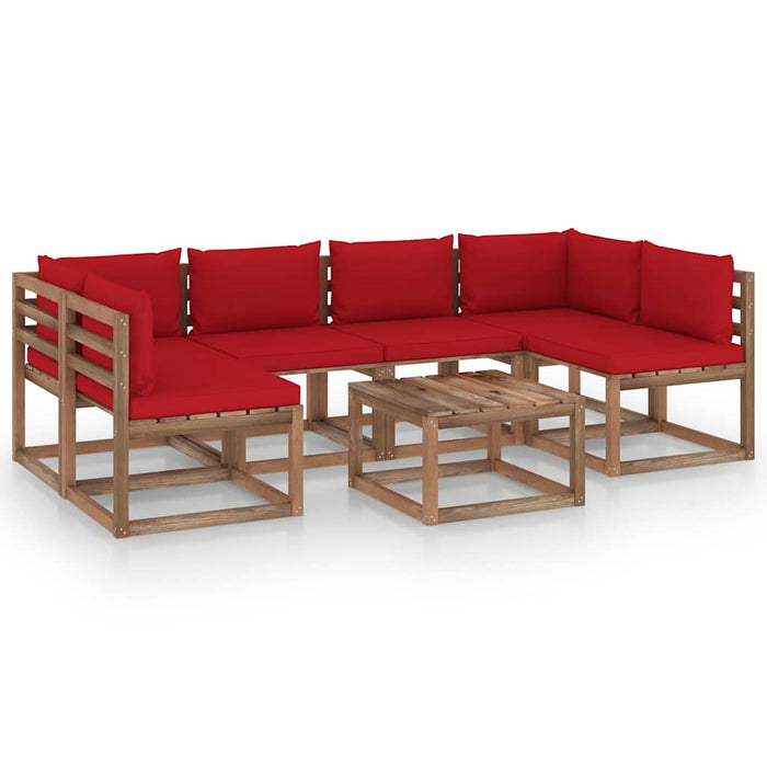 Set mobilier de grădină cu perne, 7 piese, lemn de pin tratat WALTI