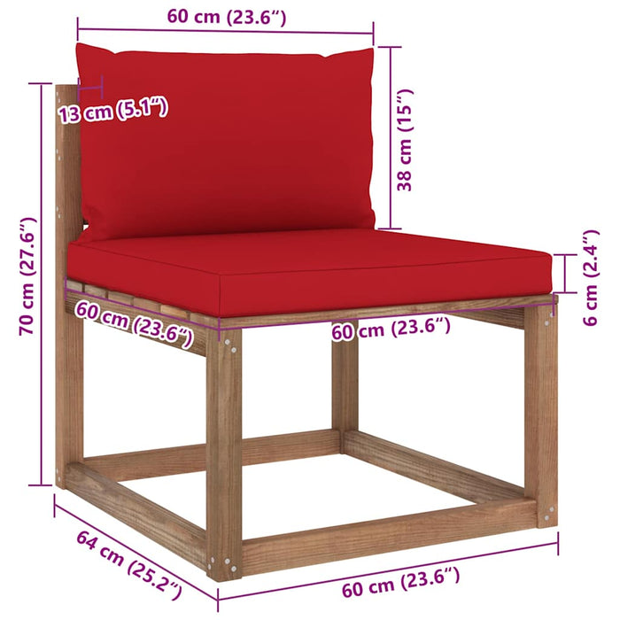 Set mobilier de grădină cu perne, 7 piese, lemn de pin tratat WALTI
