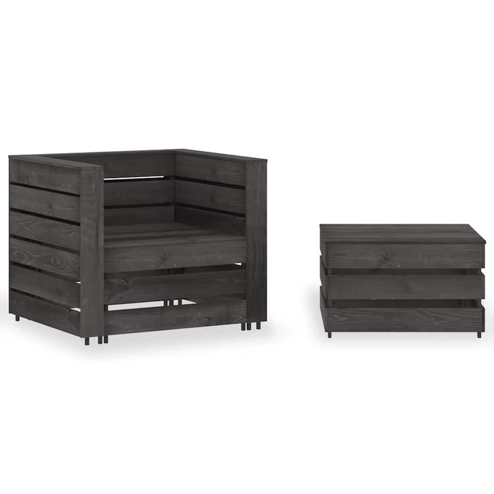 Set mobilier de grădină paleți, 2 piese, gri, lemn pin tratat - WALTI WALTI