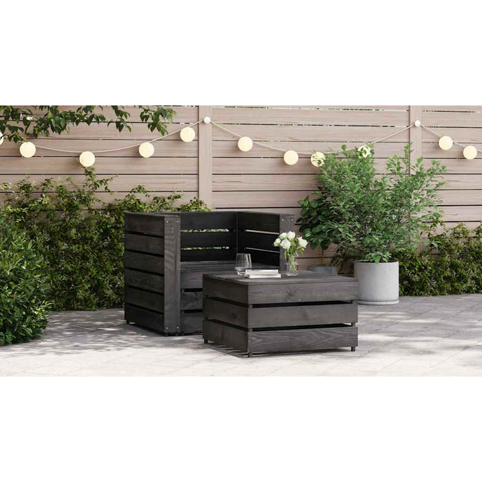 Set mobilier de grădină paleți, 2 piese, gri, lemn pin tratat - WALTI WALTI