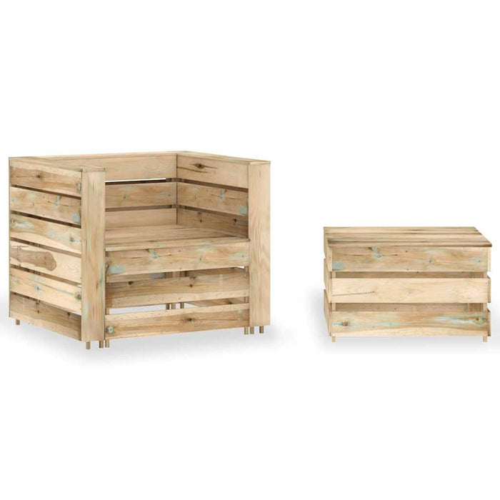 Set mobilier de grădină paleți, 2 piese, lemn pin tratat - WALTI WALTI